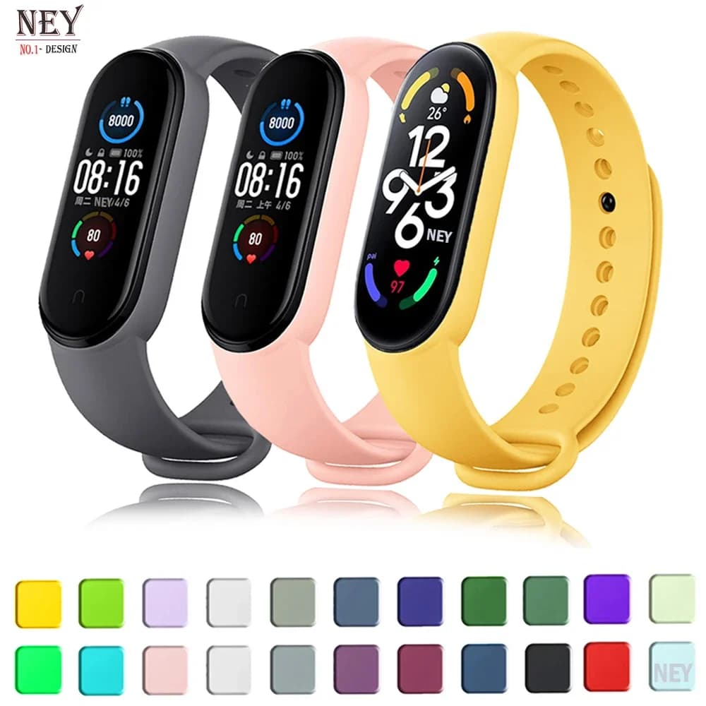 حزام سيليكون لشاومي Mi Band 7 سوار المعصم Miband 5 6 NFC الرياضة استبدال نبض كوريا mi الفرقة 7 6 4 5 3 الساعات - 2