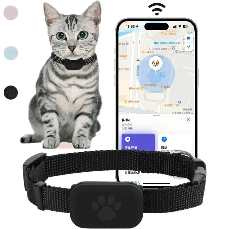 جهاز تتبع GPS للحيوانات الأليفة عن بعد ومقاوم للماء مع تتبع في الوقت الفعلي وتنبيه الحركة وطوق مضاد للفقدان للكلاب والقطط مع محدد مواقع عالمي لتطبيق Apple Find
