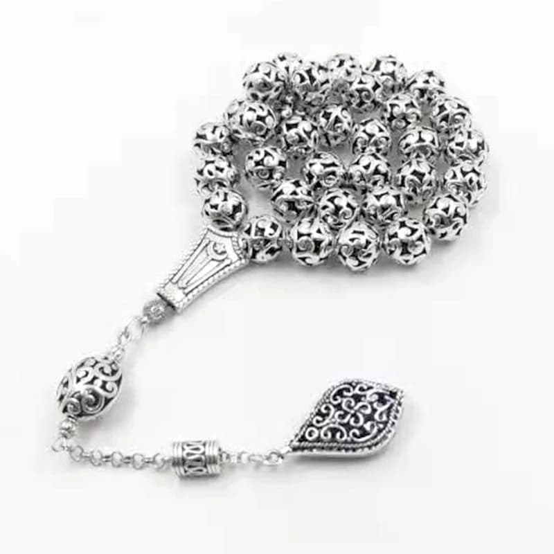 Metal tasbih silver color muslim 33 beads bracelet Islamic accessories on hand misbaha - 5