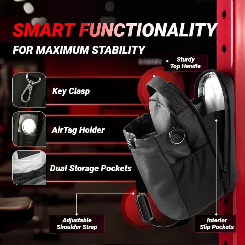 حقيبة جيم مغناطيسية قوية للهاتف وزجاجة المياه تخزين محمول للياقة البدنية حاملة سعة كبيرة للإكسسوارات الرياضية - 2