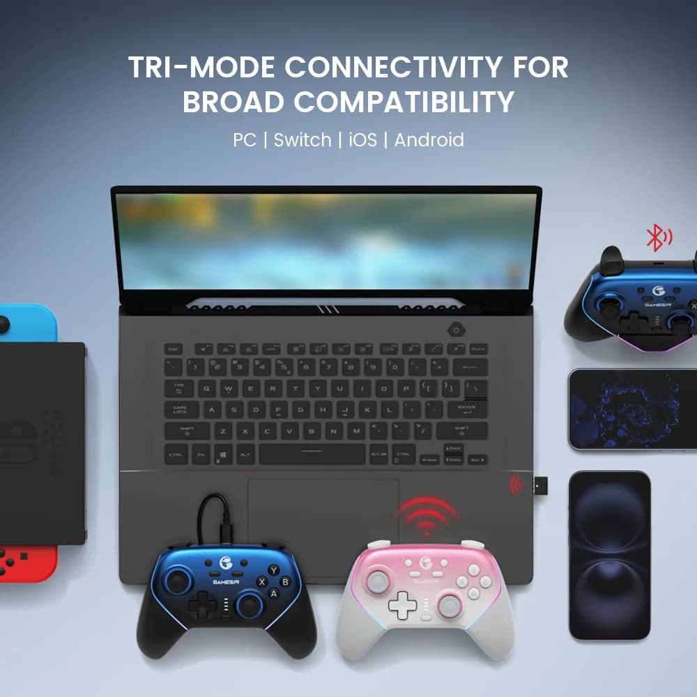 وحدة تحكم سويتش لاسلكية GameSir Super Nova مع محطة شحن، عصا تحكم بتأثير هول لجهاز الكمبيوتر ونينتندو سويتش 2 والهاتف الذكي بنظام أندرويد - 2