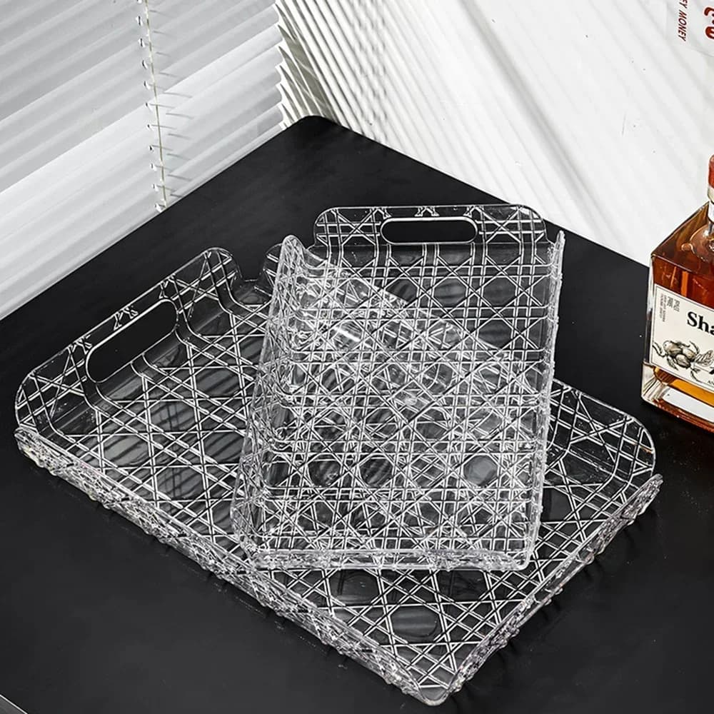 Household Rectangular Storage Tray Cup Water Cup Storage Tea Tray Light Luxury High-end High Aesthetic Tea Set Home Decoration - 2