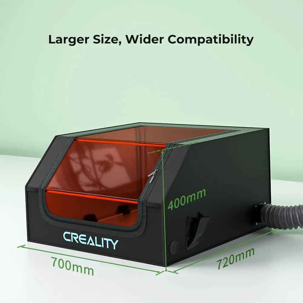 غطاء واقي مقاوم للحريق والغبار من Creality لجهاز النقش بالليزر بحجم 700x720x400 ملم مع مروحة وعادم - 5