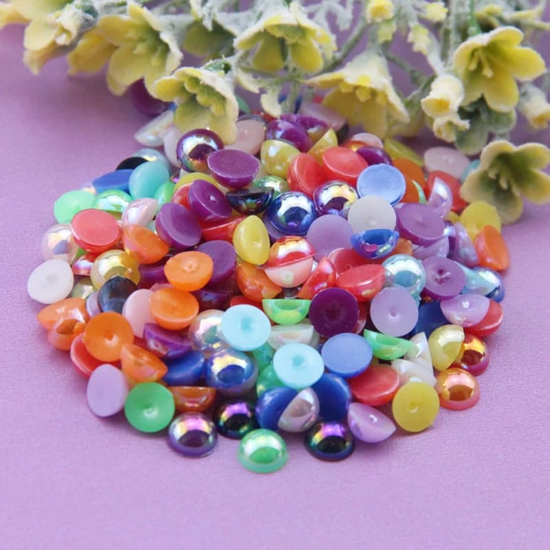 15Gram/Pack Imitation Pearls 6-8mm Round Flat Bead Handmade Jewelry DIY Clothing Luggage Crafts Accessories Material Beads - 5