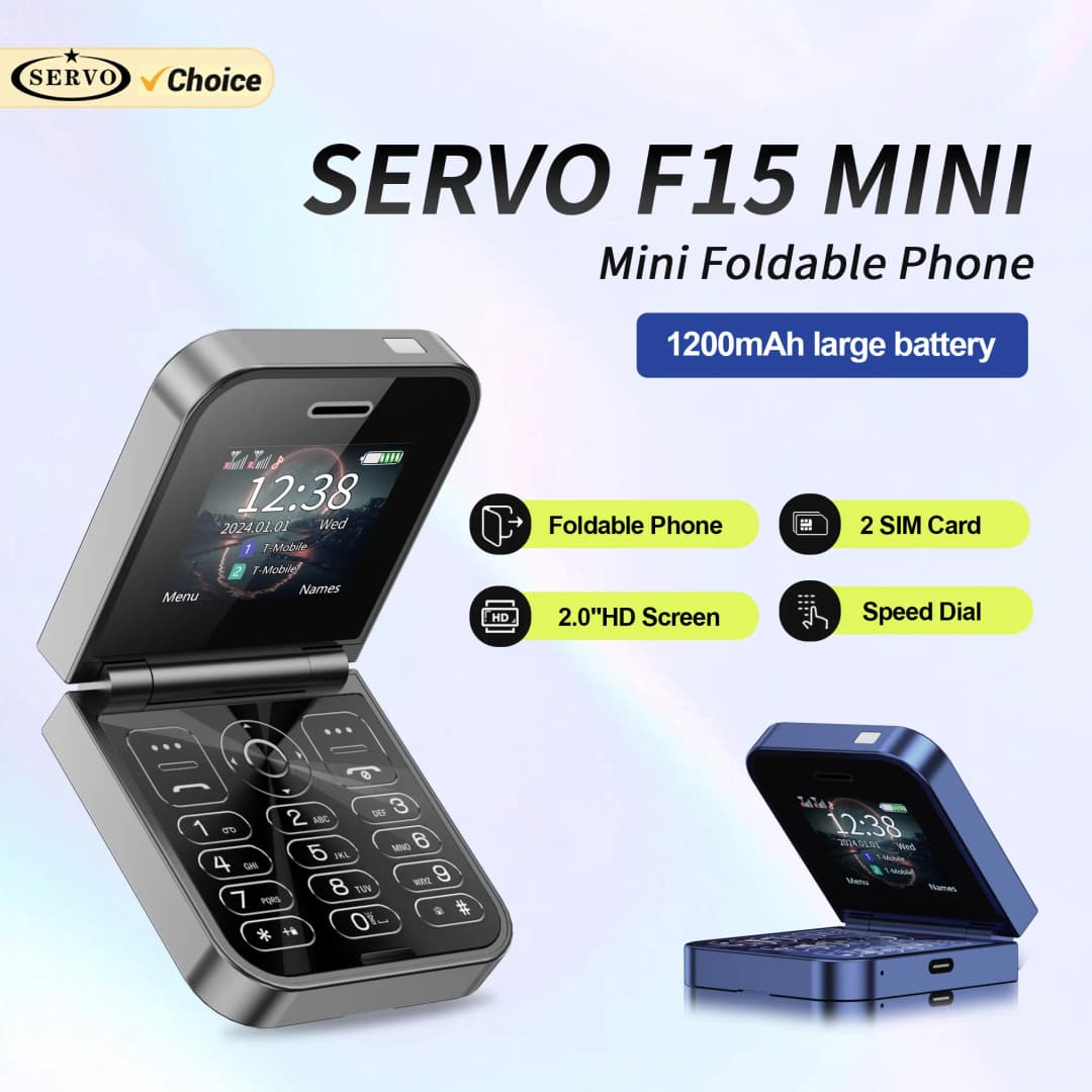هاتف SERVO F15 مصغر قابل للطي ثنائي الشريحة اتصال سريع صوت سحري مصباح تسجيل المكالمات 2G جي إس إم هاتف قابل للطي لطيف