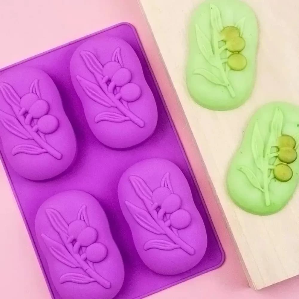 4 Cavities Oval Olive Tree Silicone Soap Mold DIY Soap Making Kits Handmade Cake Candle Mold Gifts Craft Supplies Home Decor - 3