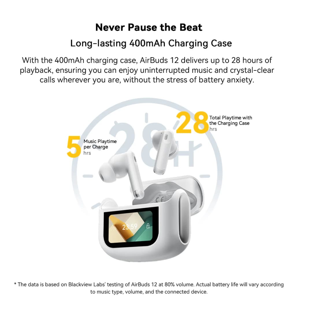 Blackview Airbuds 12 Headset In-Ear Wireless Touch Screen Headphones Sports Air Conduction Bass ENC Earphones 400mAh IPX7 - 5
