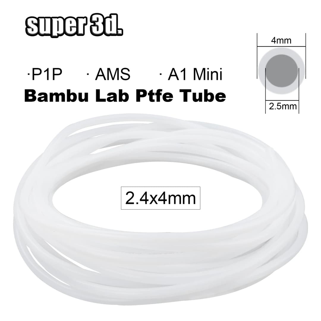 بامبو لاب انبوب Ptfe ID2.5mm OD4mm P1P X1C AMS A1 ميني طابعة 3D انبوب تفلون 1.75mm بامبولاب Ptfe 1/2/5/10/50m AMS LITE