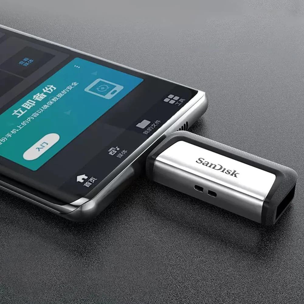 SanDisk 2-in-1 Ultra Dual Drive USB Type-C بسعات 64 جيجابايت و128 جيجابايت و256 جيجابايت OTG USB3.1 بسرعة تصل إلى 150 ميجابايت/ثانية مع منافذ USB Type-C وUSB Type-A - 2