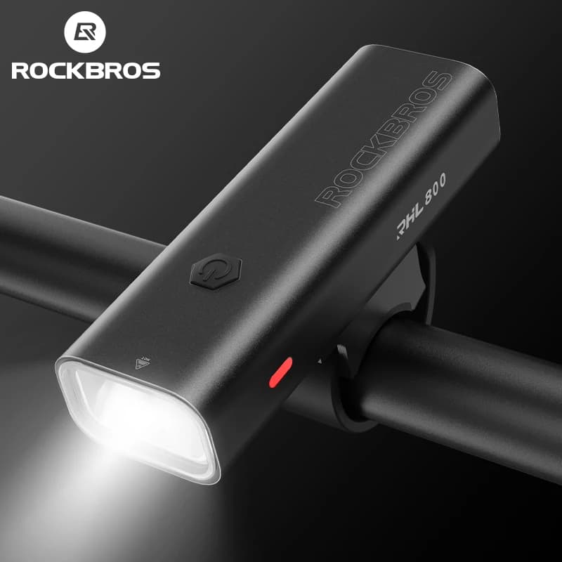 ROCKBROS إضاءة دراجة من النوع C شحن مصباح أمامي إضاءة أمامية مصباح يدوي فائق الخفة إضاءة دراجة 800LM