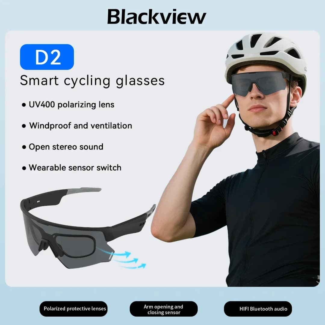 نظارات ذكية من Blackview مكالمات بلوتوث مشغل موسيقى نظارات شمسية ذكية مقاومة للأشعة فوق البنفسجية مضادة للوهج نظارات رجالية لركوب الدراجات في الهواء الطلق