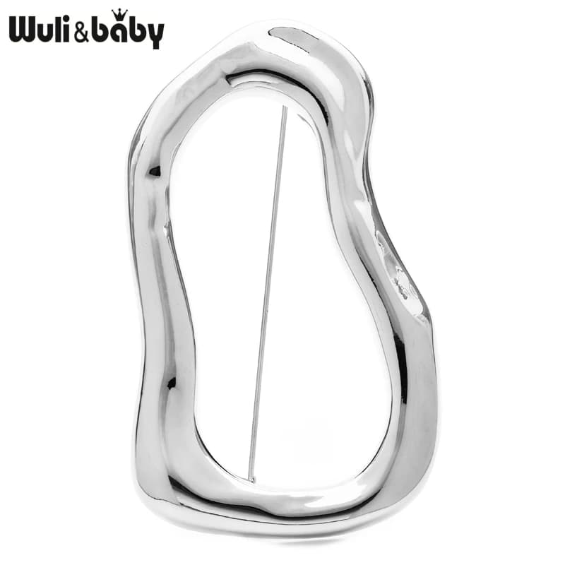 دبوس بروش دائري كبير من الفولاذ المقاوم للصدأ من Wuli&baby للنساء والرجال، بروش هندسي بلونين هدية مناسبة لجميع المناسبات