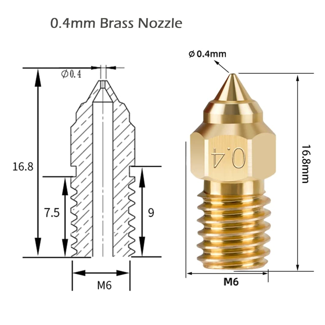 مجموعة فوهات Creality Ender 3 V3 SE 5 قطع 0.2/0.4/0.6/0.8/1.0 M6 لطابعات Ender 3 V3 SE، Ender 5 S1، Ender 7، Spider 1.0 Hotend - 4
