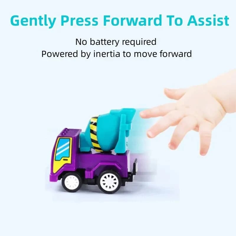 6/12Pcs Mini Inertial Pull Back Engineering Car Fire engine Set Child Kids Cartoon Toys Birthday Gift - 6