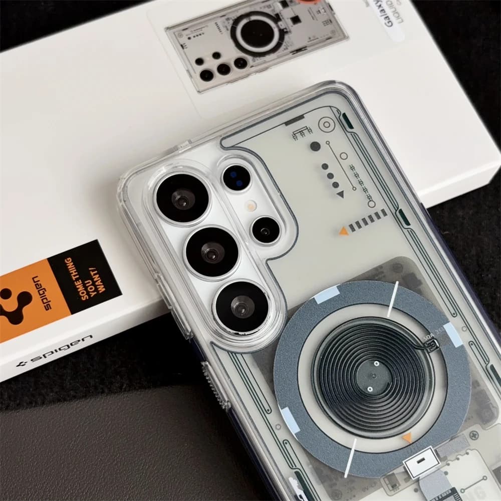 غطاء Spigen المغناطيسي الناعم والشفاف لطرازات Samsung Galaxy S26 Ultra وS25 وS24 وS23 Ultra Plus، متوافق مع Magsafe - 4
