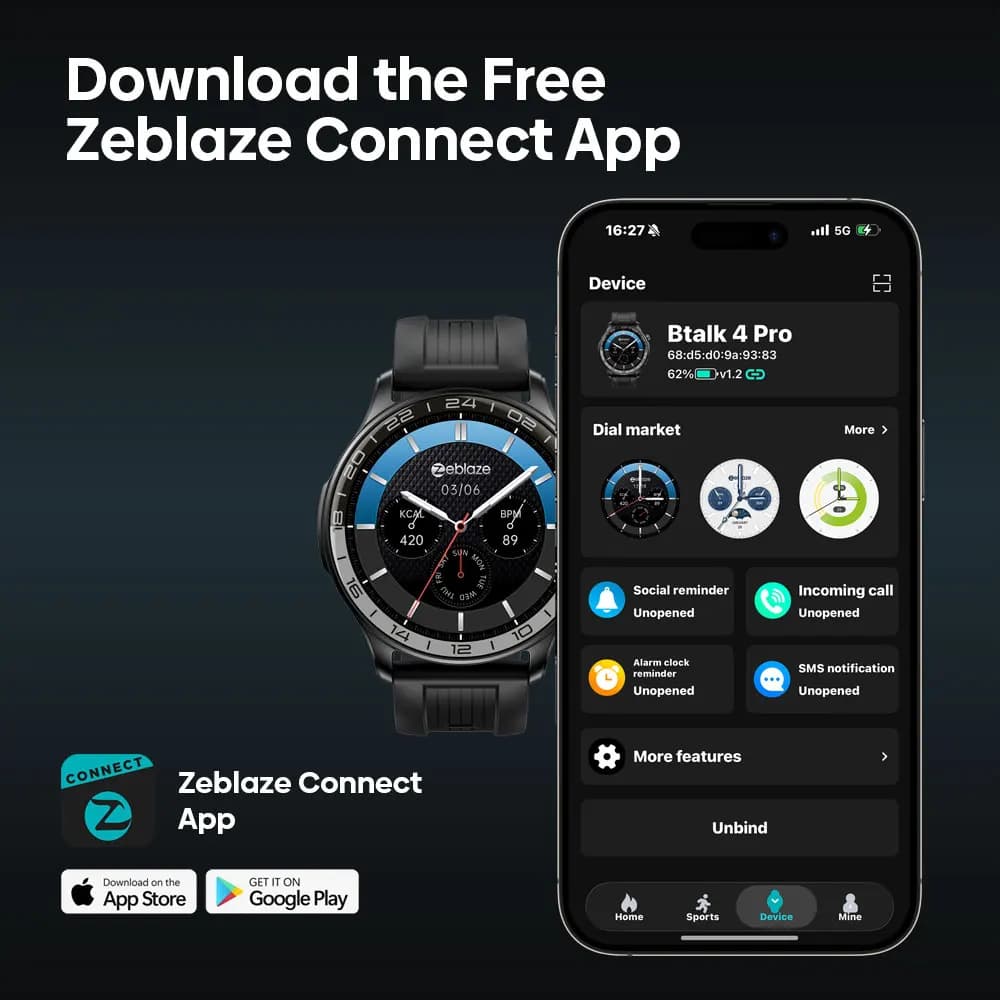 ساعة ذكية Zeblaze Btalk 4 Pro جديدة مع مكالمات صوتية، شاشة AMOLED 1.43 بوصة، مراقبة معدل ضربات القلب، لياقة بدنية ورفاهية للرجال - 6