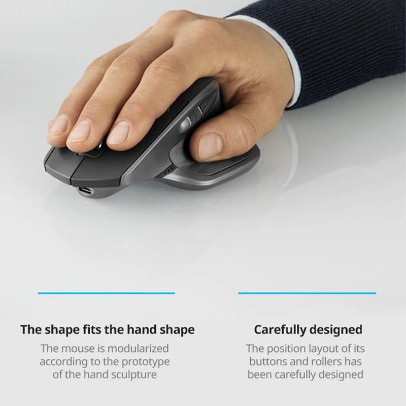 ماوس Logitech MX Master 2S لاسلكي، 4000 DPI، اتصال ثنائي الوضع، تصميم مريح، بطارية طويلة الأمد، للاستخدام المكتبي - 2
