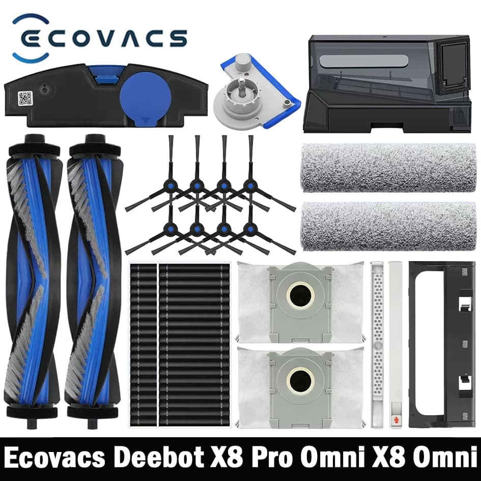 قطع غيار مكنسة روبوت Ecovacs X8 Pro Omni فرش جانبية رئيسية مناشف ممسحة فلاتر HEPA أكياس غبار إكسسوارات