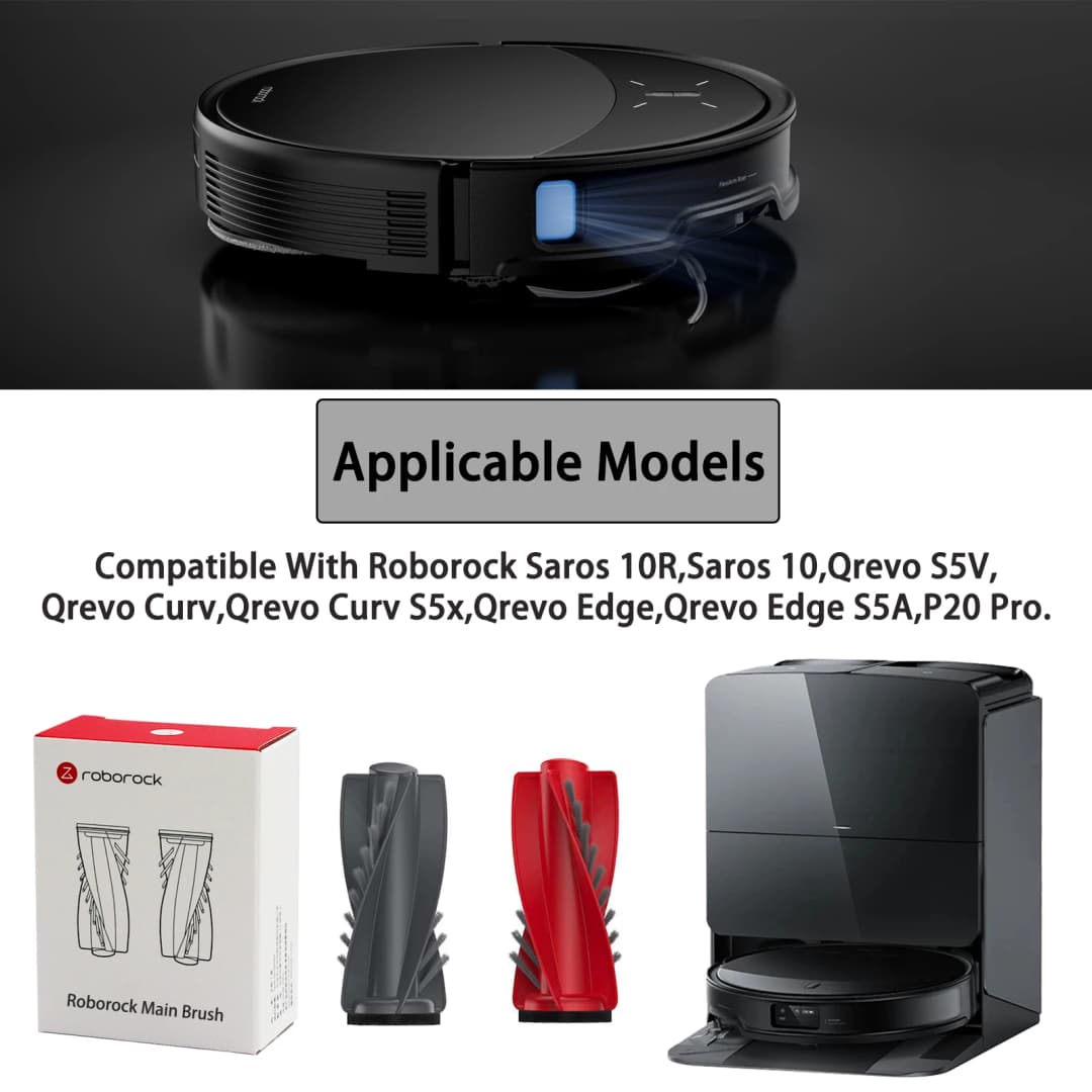 فرشاة رئيسية أصلية من Roborock، 2 قطعة، لنماذج Qrevo Curv/S5V/S5X/Edge S5A/P20 Pro/Saros 10R/Saros 10 - 2