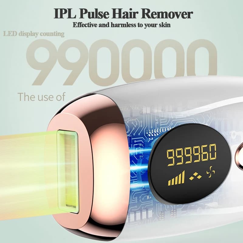 إزالة الشعر الدائمة للنساء للوجه والجسم والبكيني، جهاز إزالة الشعر بالليزر IPL الآمن وبدون ألم مع 999999 ومضة وشاشة LCD - 4