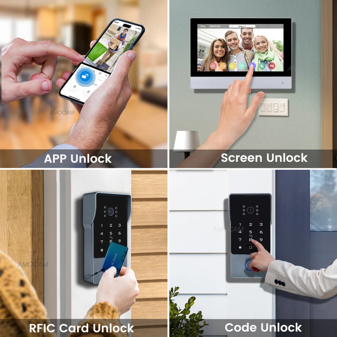 نظام أمان منزلي ذكي سلكي 2 سلك Tuya Wifi إنتركوم فيديو بدقة 1080P هاتف باب فيديو شاشة لمس 7 بوصة جرس باب كاميرا باب - 3