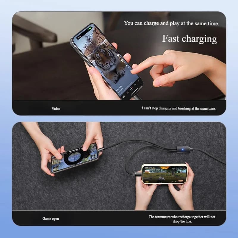 Dual-Port Type-C Cable: One Cable, Two Ports 100W Fast Charging Compatible with Apple iPhone 16/17, Huawei Devices Multi-Port C - 5