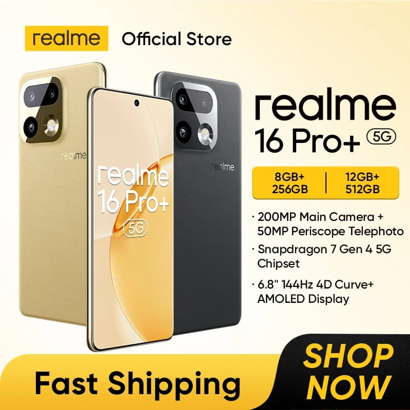 [New Launch] realme 16 Pro Plus Smartphone NFC Snapdragon 7 Gen 4 Chipset 7000mAh Battery 80W Charge 200MP Camera 6.8" 144Hz