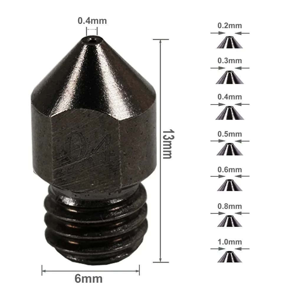 Creality MK8 Hardened Steel Nozzle 0.4mm, High Temp & Wear Resistant for Ender 3/3 Pro/S1 & CR-10 Series 3D Printer Nozzle - 3