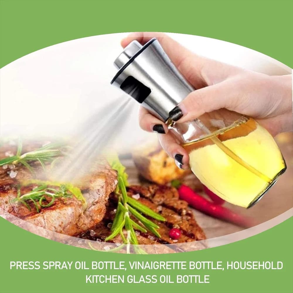 Oil Sprayer, Extremely Precise Oil Spray Bottle with funnel,Made of Stainless Steel and Glass, 200ML Oil Sprayer for Cooking - 5