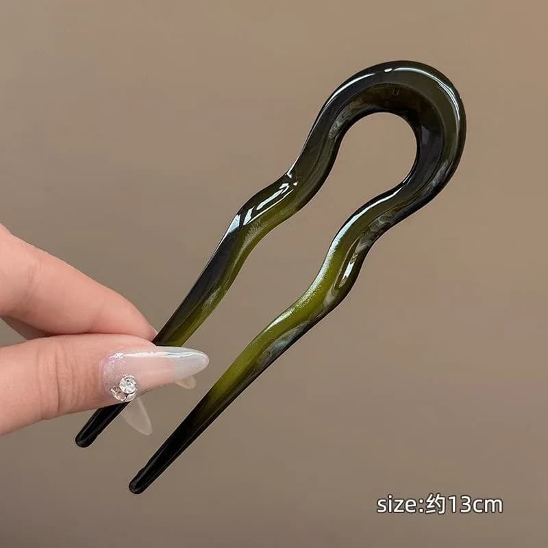 شوكة شعر على شكل حرف U دبوس شعر أسيتات على شكل سلحفاة تصميم هندسي إكسسوارات شعر عصي شعر للنساء والفتيات - 4