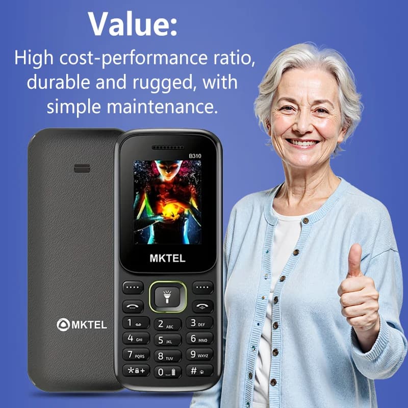 هاتف B310 بشاشة 1.77 بوصة، هاتف ذو شريحتين، معالج SC6531E، بلوتوث، راديو FM، مشغل MP3، كشاف، بطارية 800mAh، هاتف أساسي مفتوح - 5