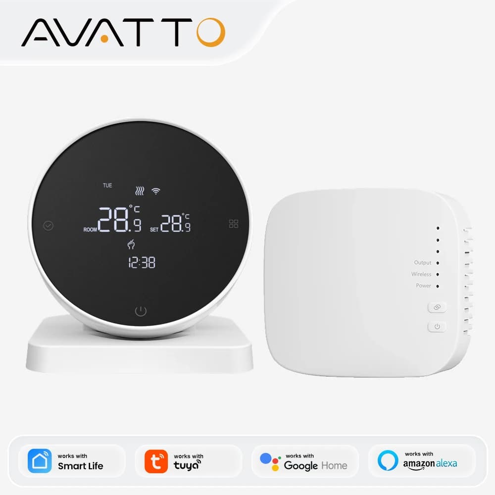 ترموستات ذكي AVATTO واي فاي مستقبل لاسلكي RF تحكم في درجة الحرارة لغلاية الماء والغاز يدعم تيا أليكسا وجوجل هوم