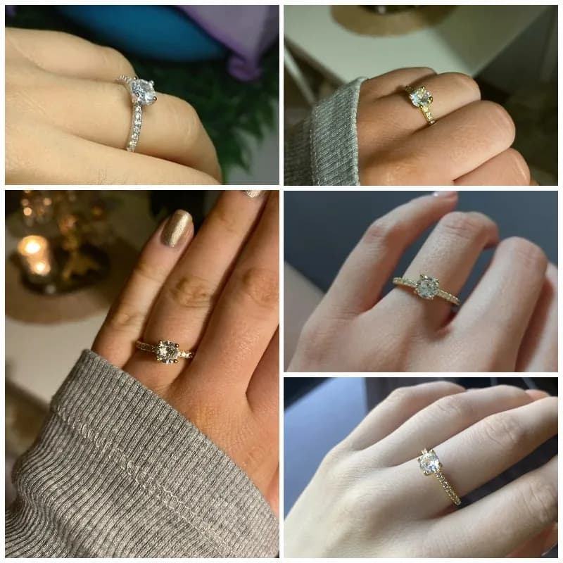Huitan Wedding Band Eternity Rings Women Brilliant Round Zirconia Luxury Engagement Rings Thin Elegant Female Jewelry Drop Ship - 6