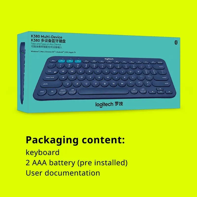لوحة مفاتيح Logitech K380 لاسلكية، بلوتوث، شبكة حمراء، مناسبة للكمبيوتر اللوحي وiPad والمكتب - 6