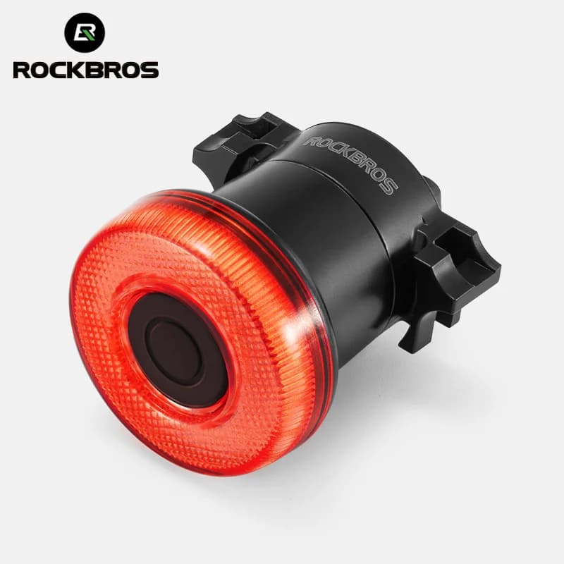 ROCKBROS إضاءة خلفية للدراجة مع فرامل ذكية مقاومة للماء من الألمنيوم إضاءة ذيل ذكية للدراجة من النوع C شحن إكسسوارات دراجات طرق جبلية MTB