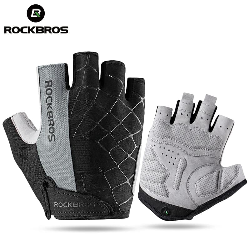 ROCKBROS قفازات ركوب الدراجات نصف إصبع مقاومة للصدمات قابلة للتنفس قفازات رياضية للدراجات الجبلية MTB للرجال والنساء قفازات قصيرة لركوب الدراجات