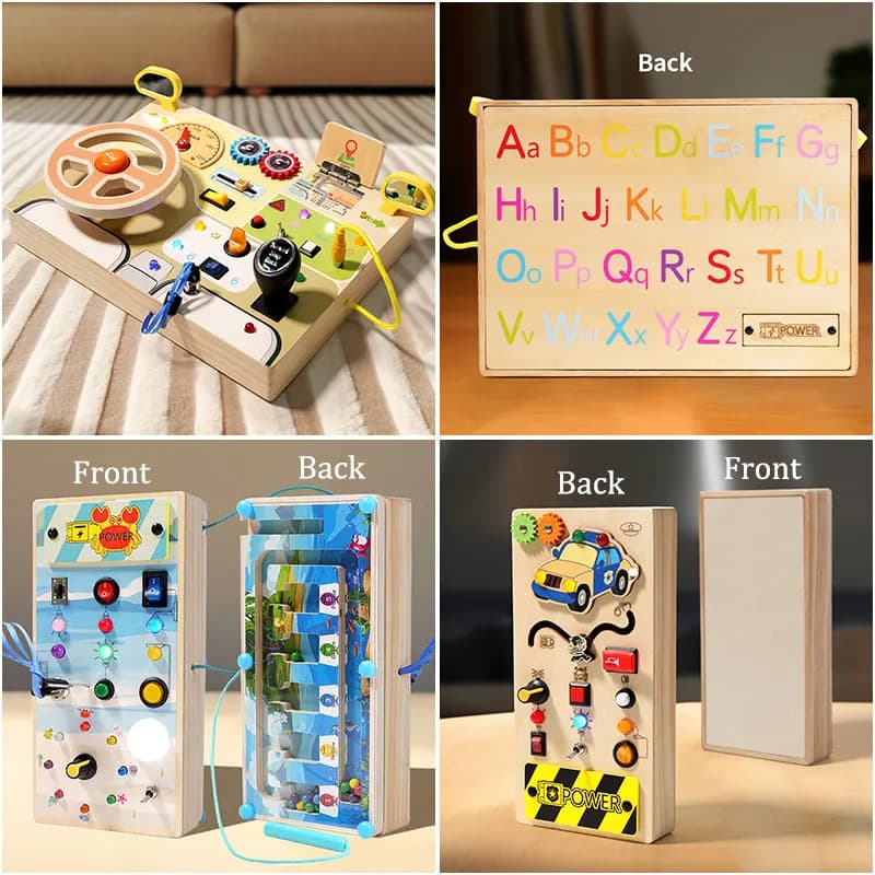 Montessori Busy Board Children Toys Led Light Switch Simulate Car Steering Wheel Travel Activities Sensory Game Educational Toys - 3