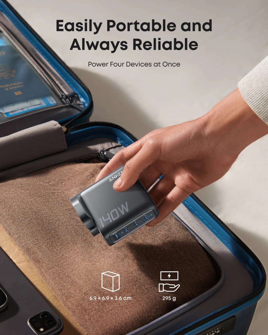 Anker Laptop Charger, 140W Max 4-Port GaN USB C Charger with Smart Display, Fast Charging Power Adapter (Include 5FT Cable) - 6