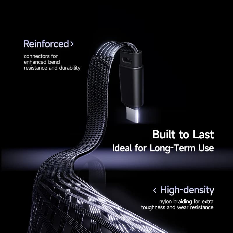 كابل Baseus MVP3 معقوف 100W USB C لـ iPhone 16 15 Pro Max كابل نوع C مع ضوء LED لـ Macbook pro Xiaomi Samsung - 6