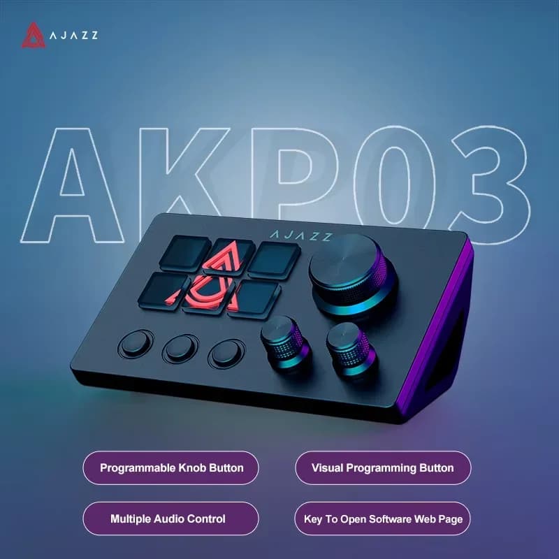 Ajazz AKP03E سطح المكتب مساعد مكتب وحدة التحكم لوحة تحكم للبرمجة ماكرو مخصص زر لوحة مفاتيح صغيرة لسيناريو متعدد