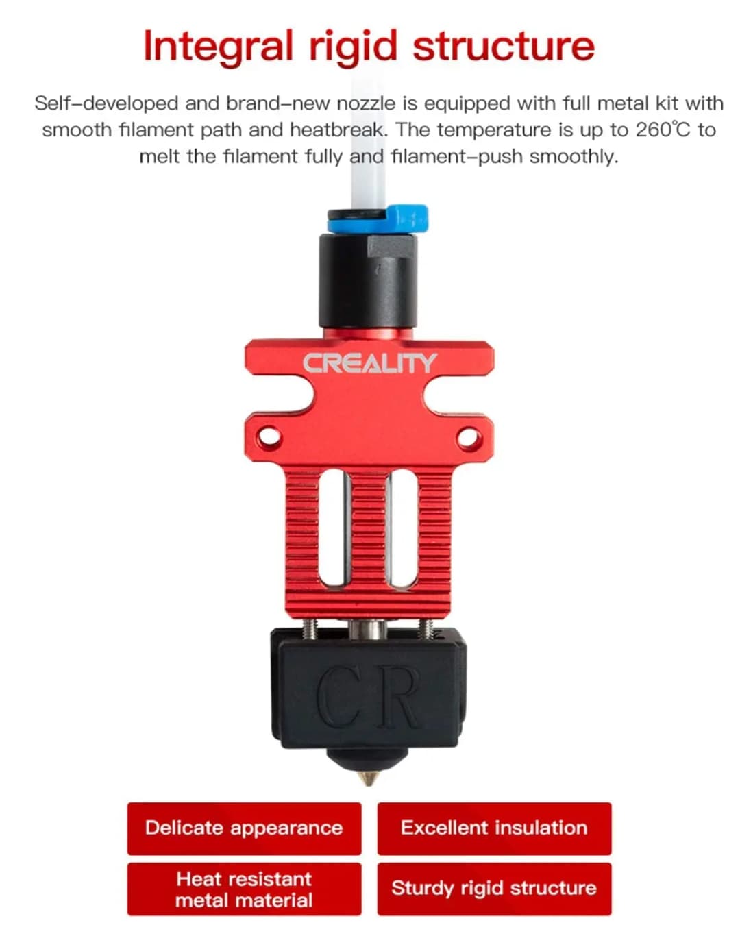 Creality Official CR6 SE Hotend Extruder Kit, With Hot End Kit with PTFE Tube, Heat Block, 0.4mm Nozzle and Silicone Sock for CR - 4