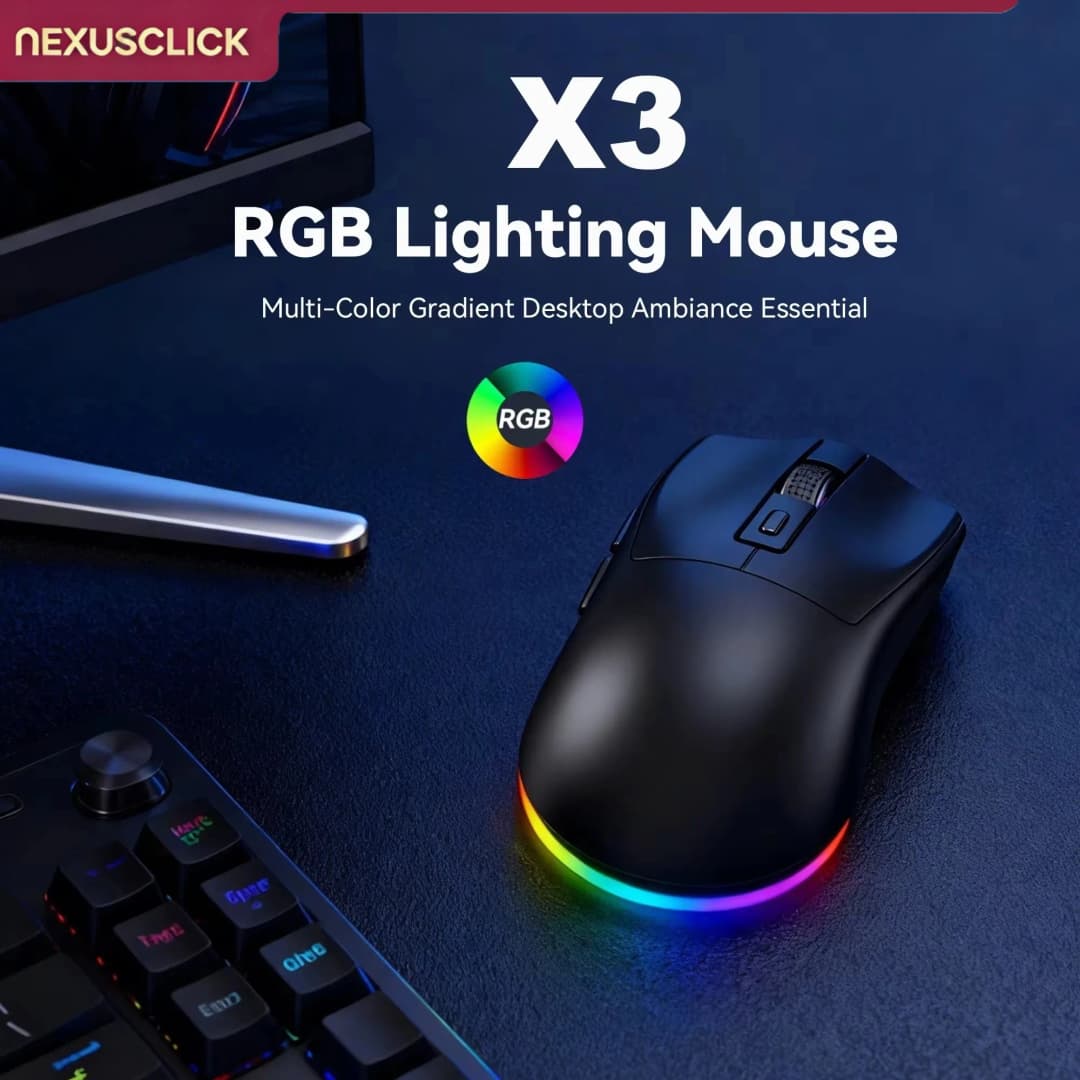 ماوس الألعاب اللاسلكي المريح NexusClick، ماوس خفيف الوزن ثنائي الوضع RGB مع قاعدة شحن مغناطيسية وضبط DPI للكمبيوتر المكتبي - 2