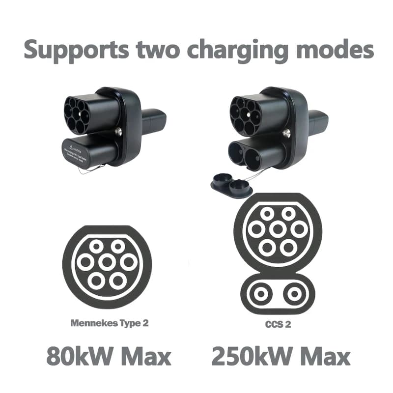 محول FITMPH CCS2+ من النوع 2 إلى NACS تيسلا، محول 2 في 1 بقدرة 250 كيلووات لجميع الموديلات، تيار أقصى 250 فولت 32 أمبير لكابل شحن السيارات الكهربائية - 4