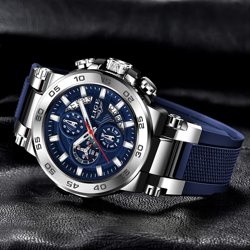 LIGE Men's Digital Wristwatch Casual Business Waterproof Luminous Watches For Men Military Quartz Chronograph Big Dig Watch Men - 2