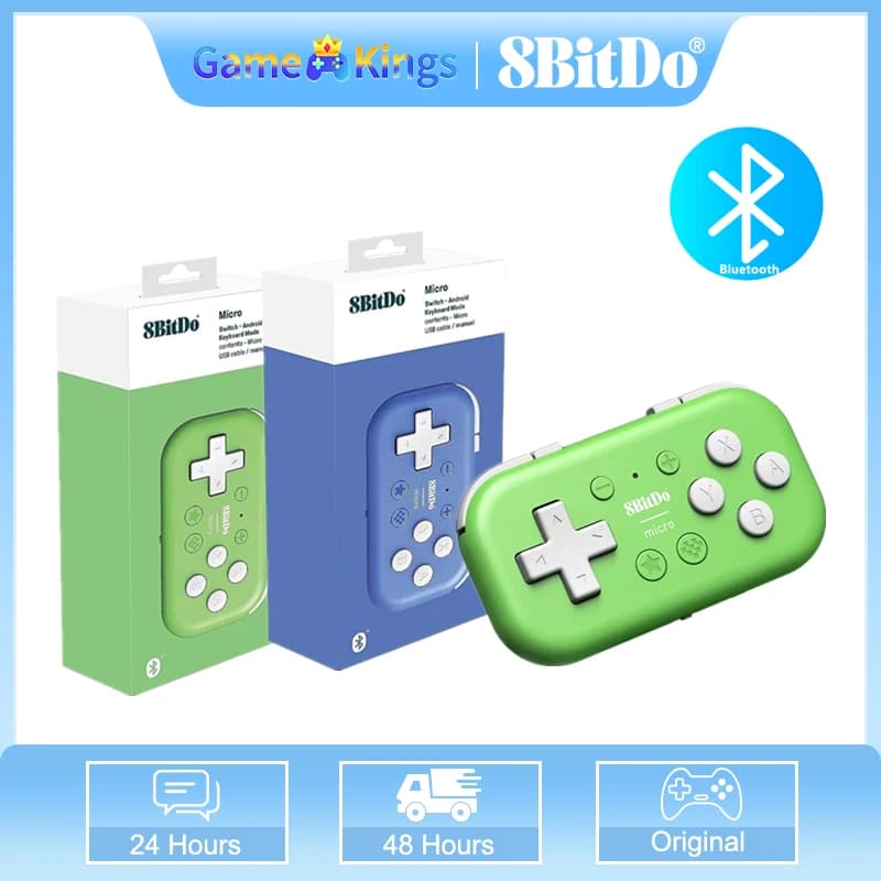 وحدة تحكم صغيرة 8BitDo Micro Bluetooth Gamepad تدعم Nintendo Switch/Android/Raspberry Pi/iOS/Win10/11 ووضع لوحة المفاتيح