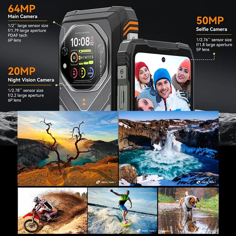【World premiere】Blackview Oscal TANK 1 Rugged SmartPhone 5G MediaTek Dimensity 7050 20000mAh 6.78" 2.4K 120Hz Display NFC 64MP - 5