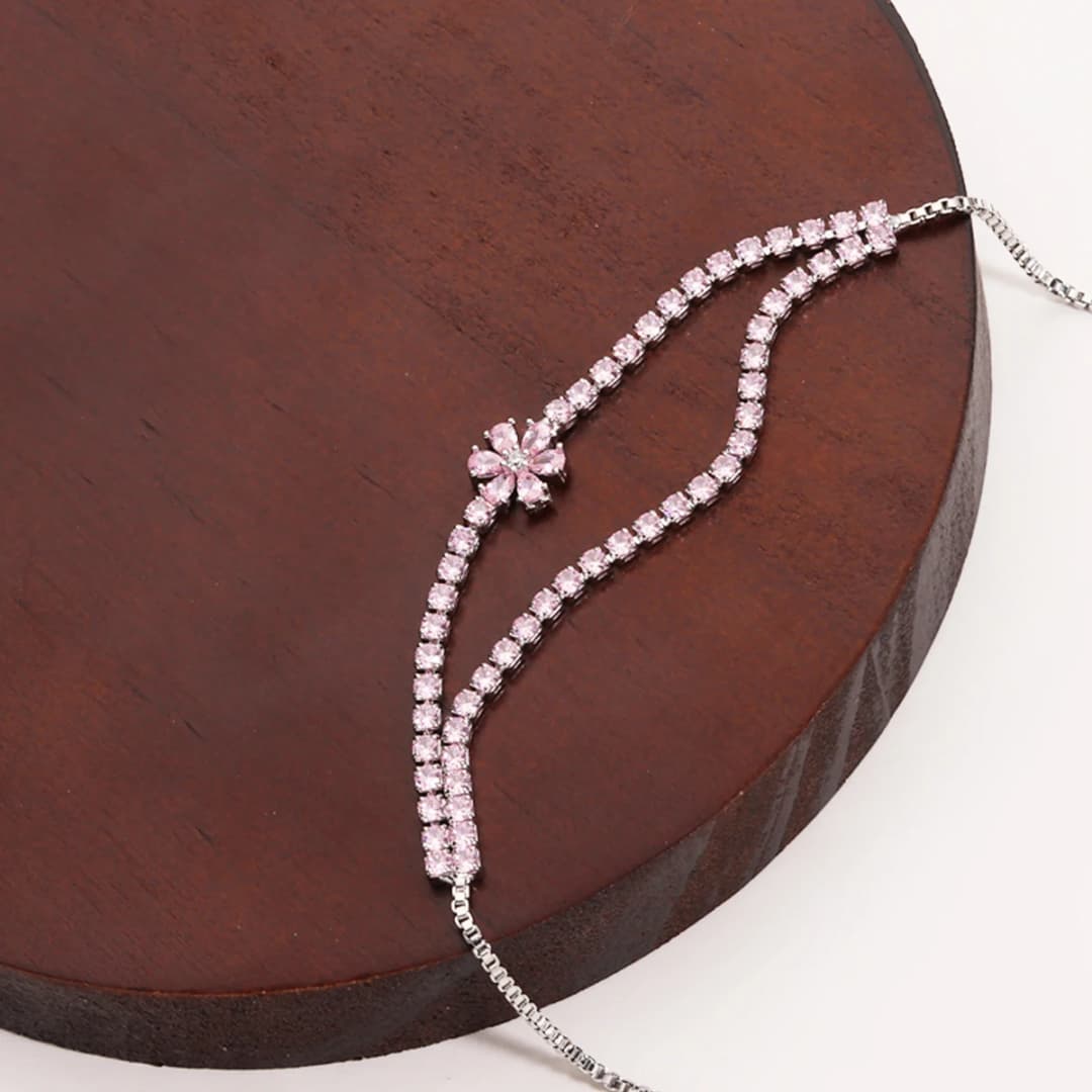 Double Layer Flower Shiny Charm CZ Tennis Bracelet for Women Zircon Jewelry Adjustable 18K Gold Plated Box Chain Bracelets Gift - 6