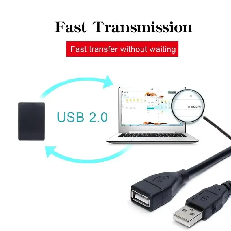 1/2 قطعة كابل تمديد USB 2.0 بطول 0.6 متر/1 متر/1.5 متر سلك نقل بيانات عالي السرعة لجهاز العرض - 3