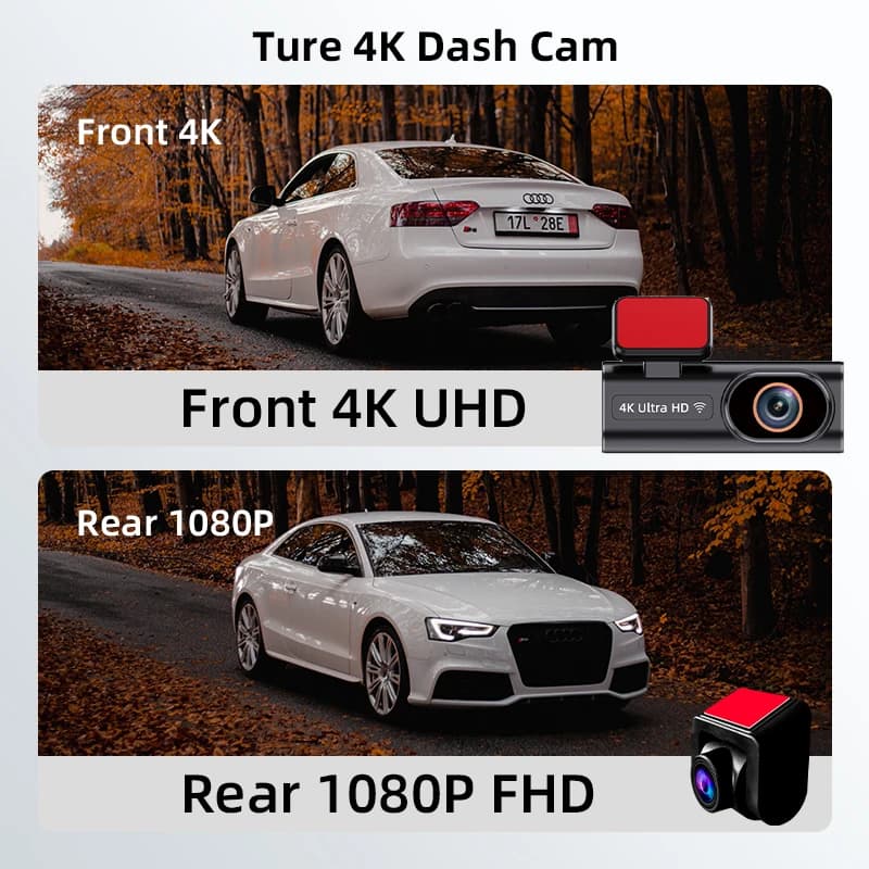 Ultra HD Dash Cam 4K Loop Recording 24H Parking Monitoring Optional 1080P Night Vision Rear Camera Supports WiFi APP Control - 4
