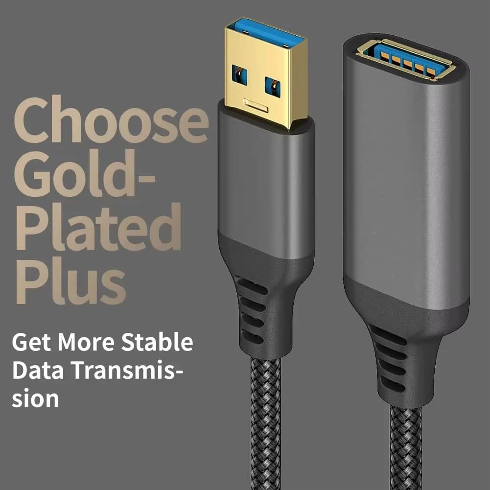 NNBILI كابل تمديد USB3.0 بطول 0.5-3 متر من أنثى إلى ذكر سلك موسع عالي السرعة لنقل البيانات للكمبيوتر المحمول وألعاب الكمبيوتر - 5
